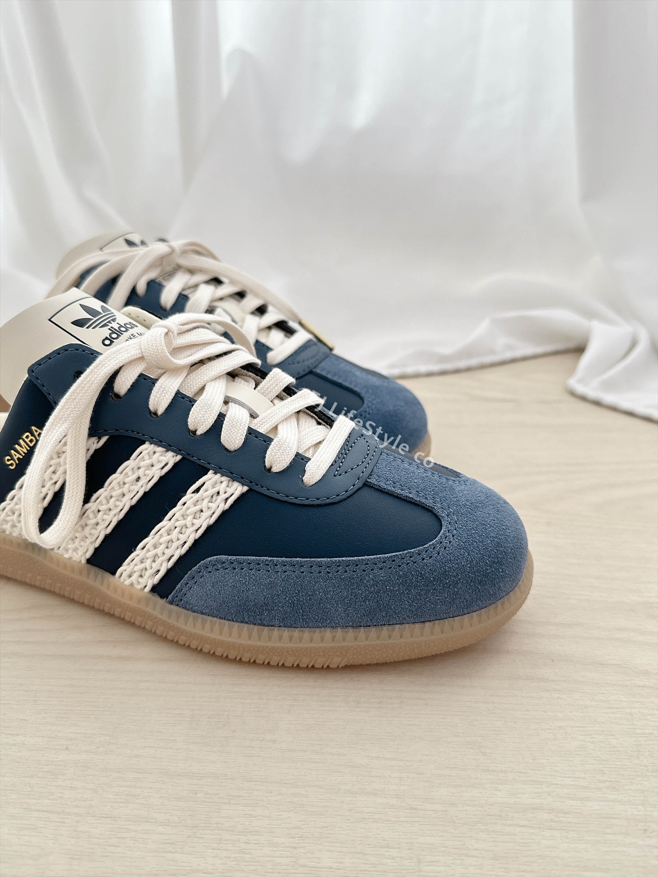 ADIDAS ORIGINAL SAMBA MULE 海軍藍奶油 深藍 焦糖底 編織設計 穆勒鞋 懶人鞋 拖鞋 涼鞋 女鞋 HP5053 / 現貨
