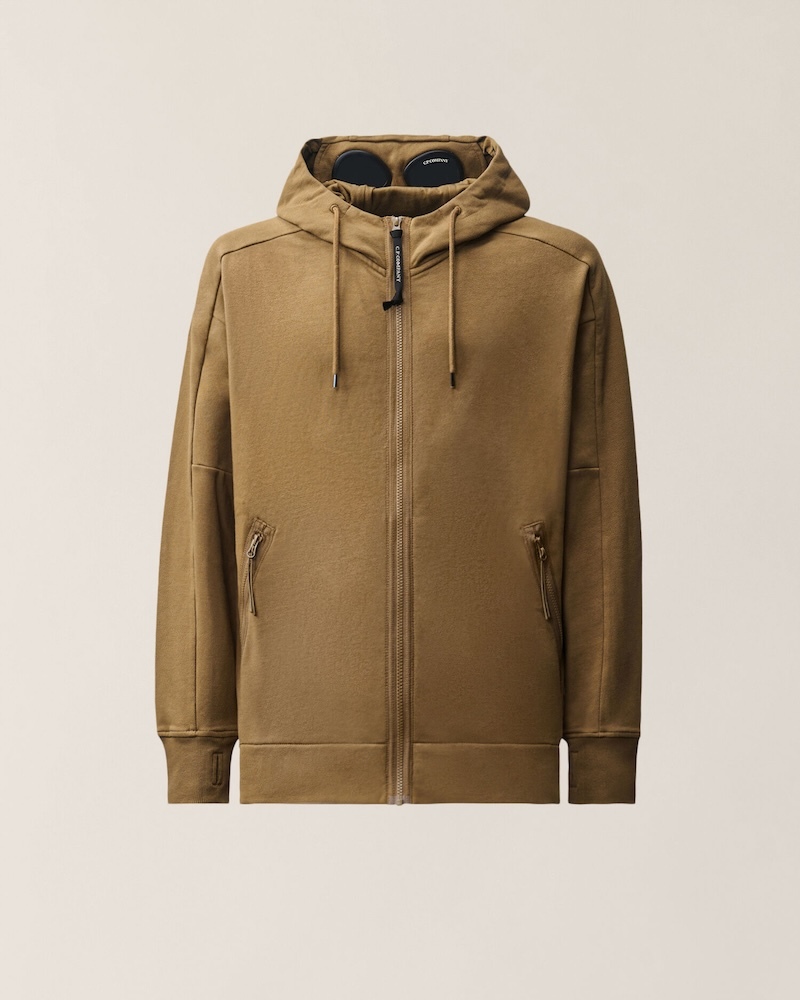 C.P. Company - Diagonal Raised Fleece Goggle Zip Sweatshirt - 21CMSS715A005086W340 ERMINE