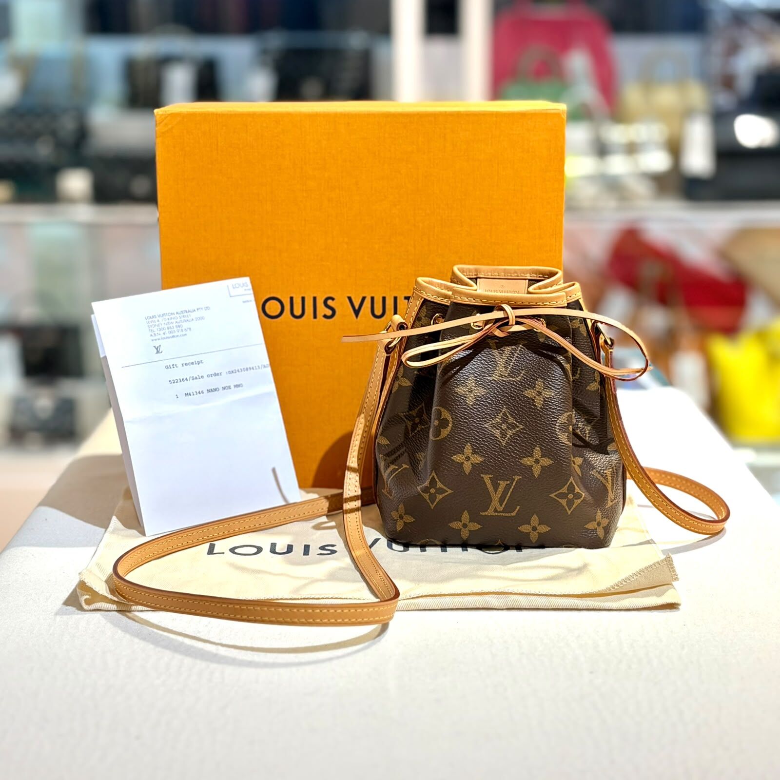 98%NEW二手LV 水桶Nano Noé, M41346, 啡色Monogram, 塗層帆布/牛皮, 迷你 #香榭站正品