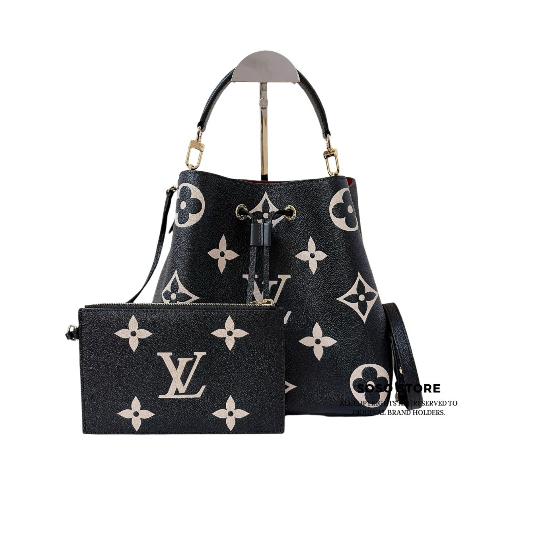 Louis Vuitton NéoNoé MM - Black and Beige / GHW