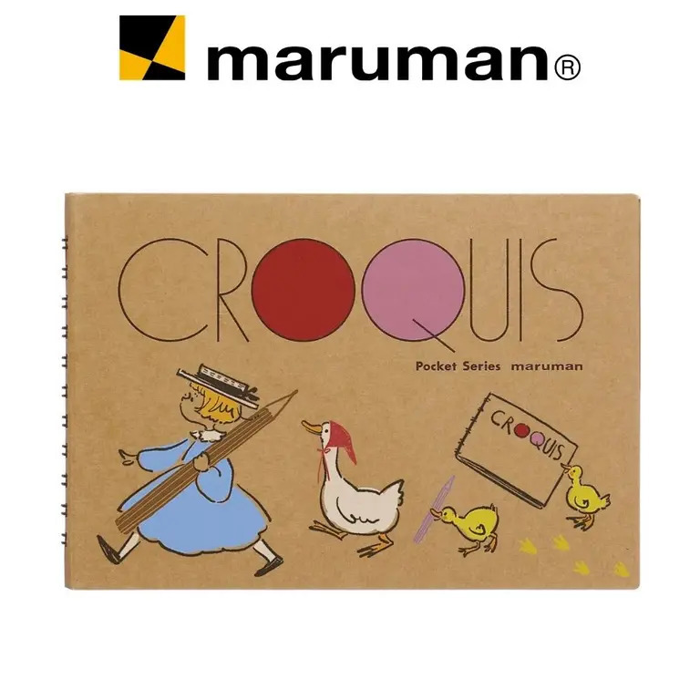 限定 Nori Cori 素描本 筆記本 80枚速寫用紙(奶油色) 女孩與鵝｜MARUMAN 日本
