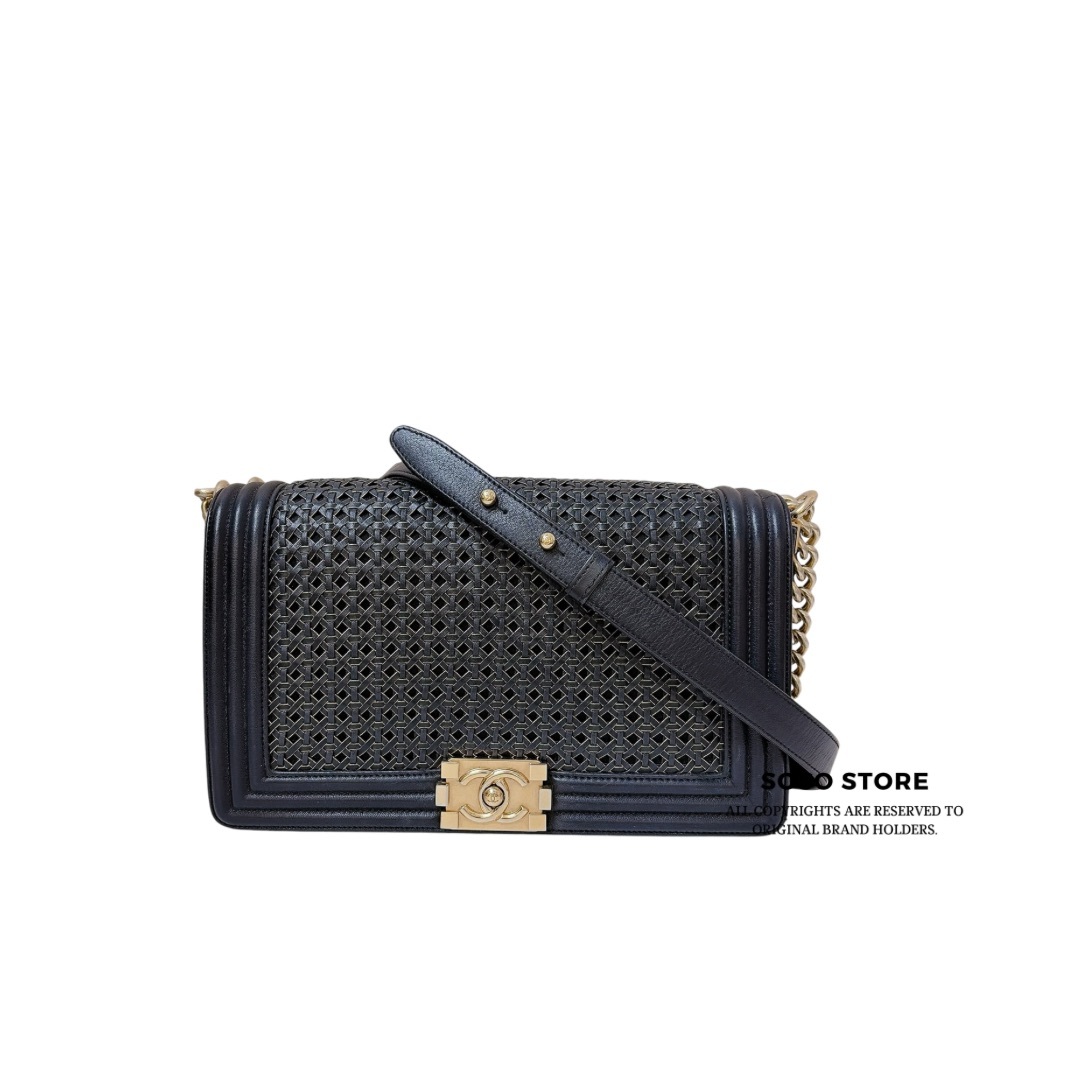 Chanel Limited Edition Braided Boy Bag - Black / GHW
