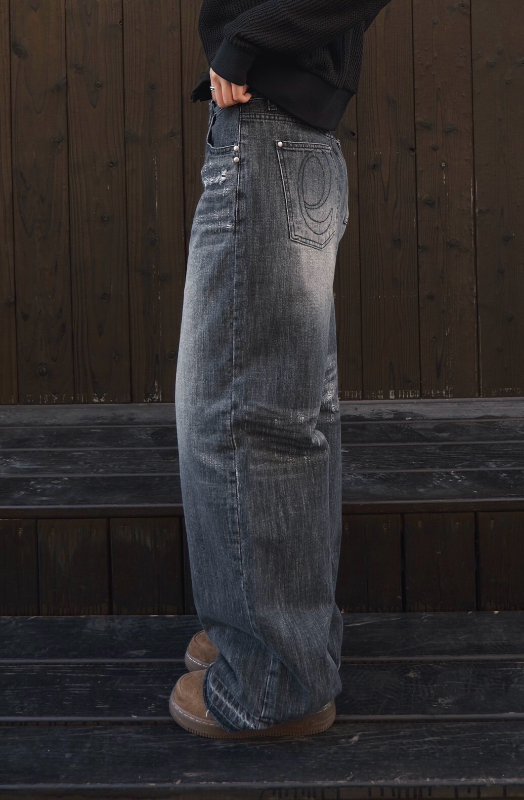 < 韓女褲褲撿便宜🌟>AS"ON FADE DENIM WASHING PANTS