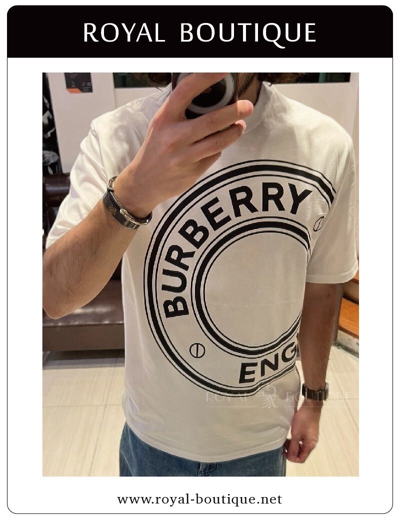 BURBERRY 大面積英字LOGO印刷短T