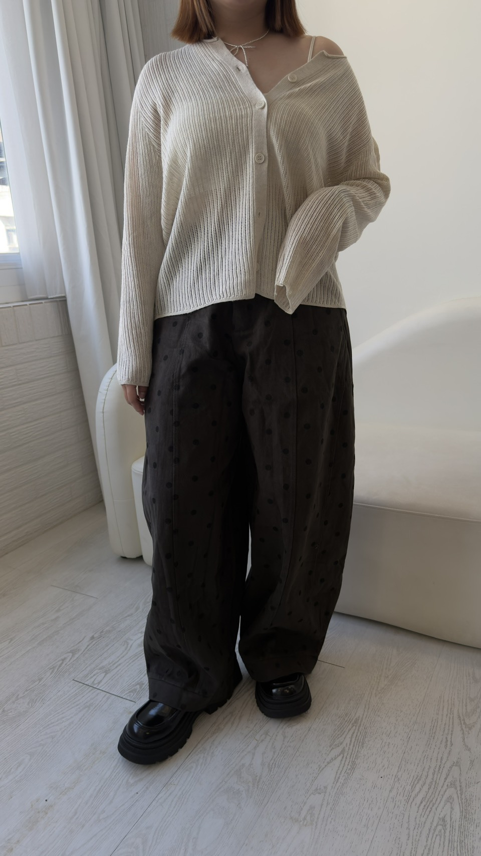 水波點彎刀水洗褲