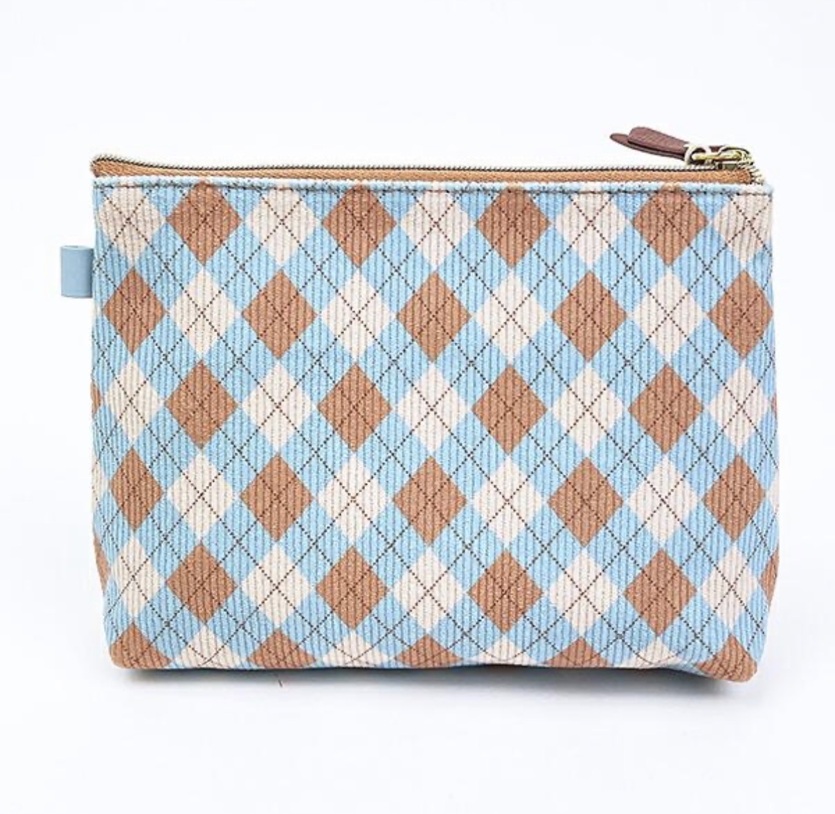 【最新發售】JP Miffy Check 菱格秋季系刺繡拉鏈 Pouch 啡藍 2024 TK261003