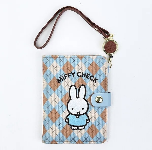 【最新發售】JP Miffy Check 菱格秋季系刺繡 伸縮卡套 啡藍 2048 TK261003