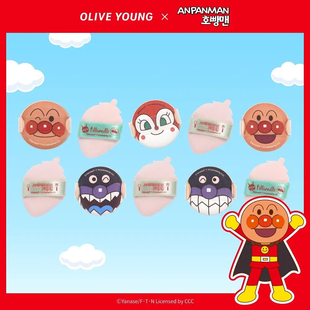 fillimilli x Anpanman - Mini Chubby & Blush Puff Set 10P