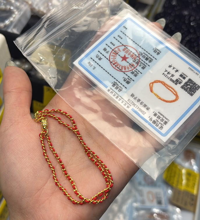 261003 - C41 真金電鍍紅繩手繩（一物一證書）