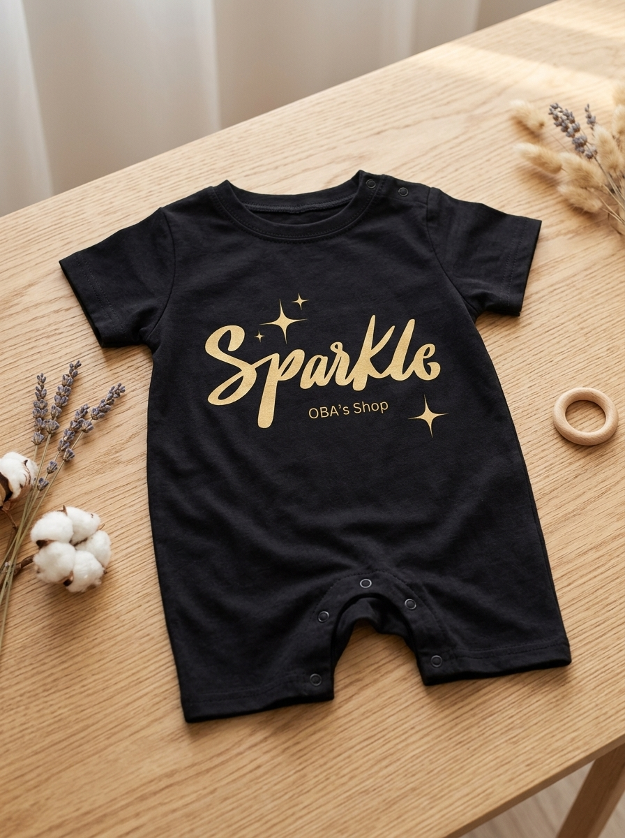 (不補貨) 黑色Sparkle短袖連身衣(59-90)