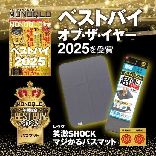 (預購 約11月底到)日本 LEC 笑激SHOCK 超薄神奇浴室腳踏墊 45×60cm (兩色可選)