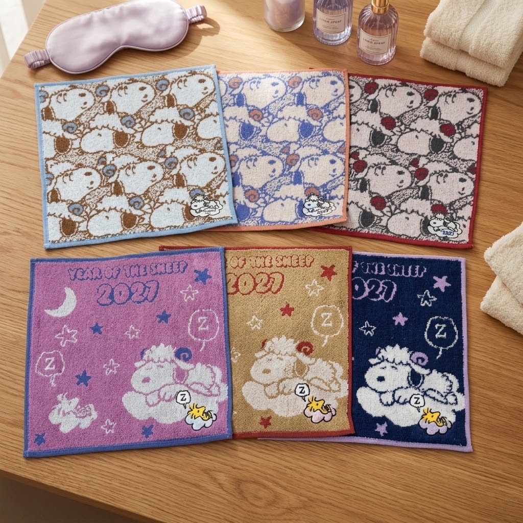 【連線大優惠】JP 西川 x Snoopy 羊年限定 刺繡吸水透巾 30x30 TK261003