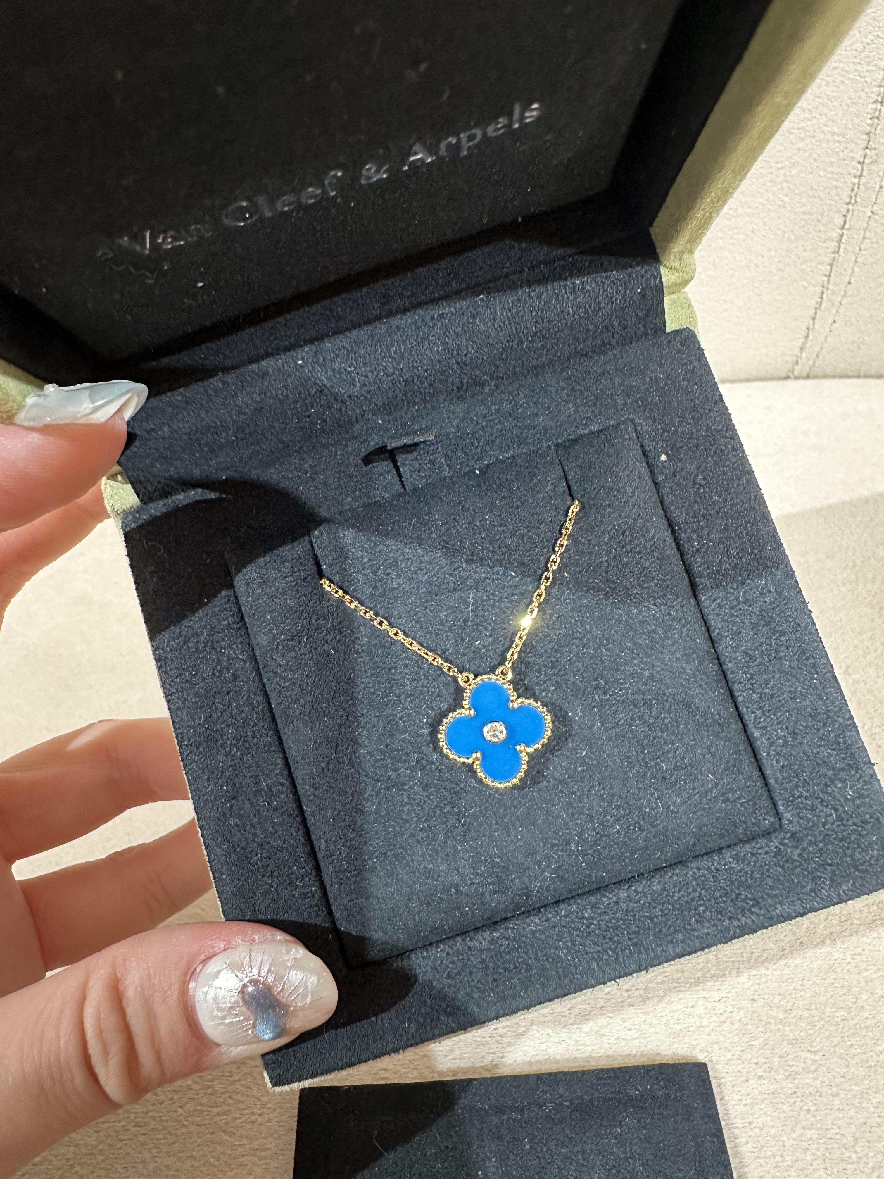 VCA 2019聖誕限定 藍陶瓷鑽石頸鏈💙fullset 現貨