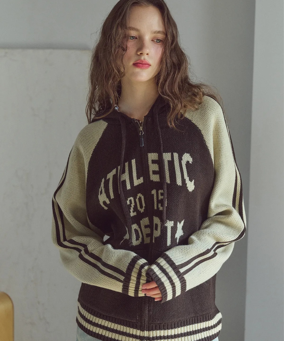 CPGN STUDIO Athletic Hoodie Knit Zip-Up