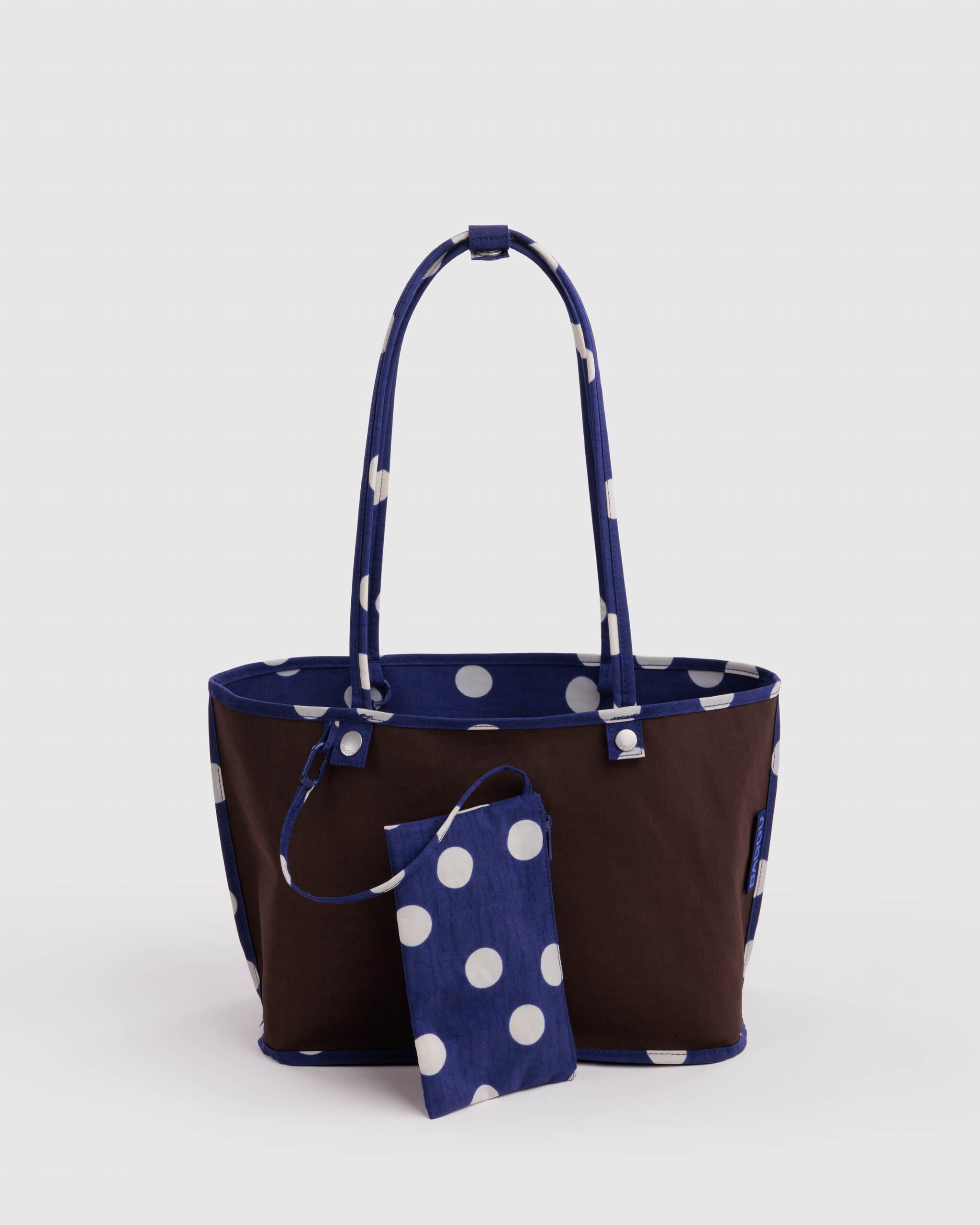 Medium Nylon Reversible Tote - Navy Polka Dot Mix｜BAGGU