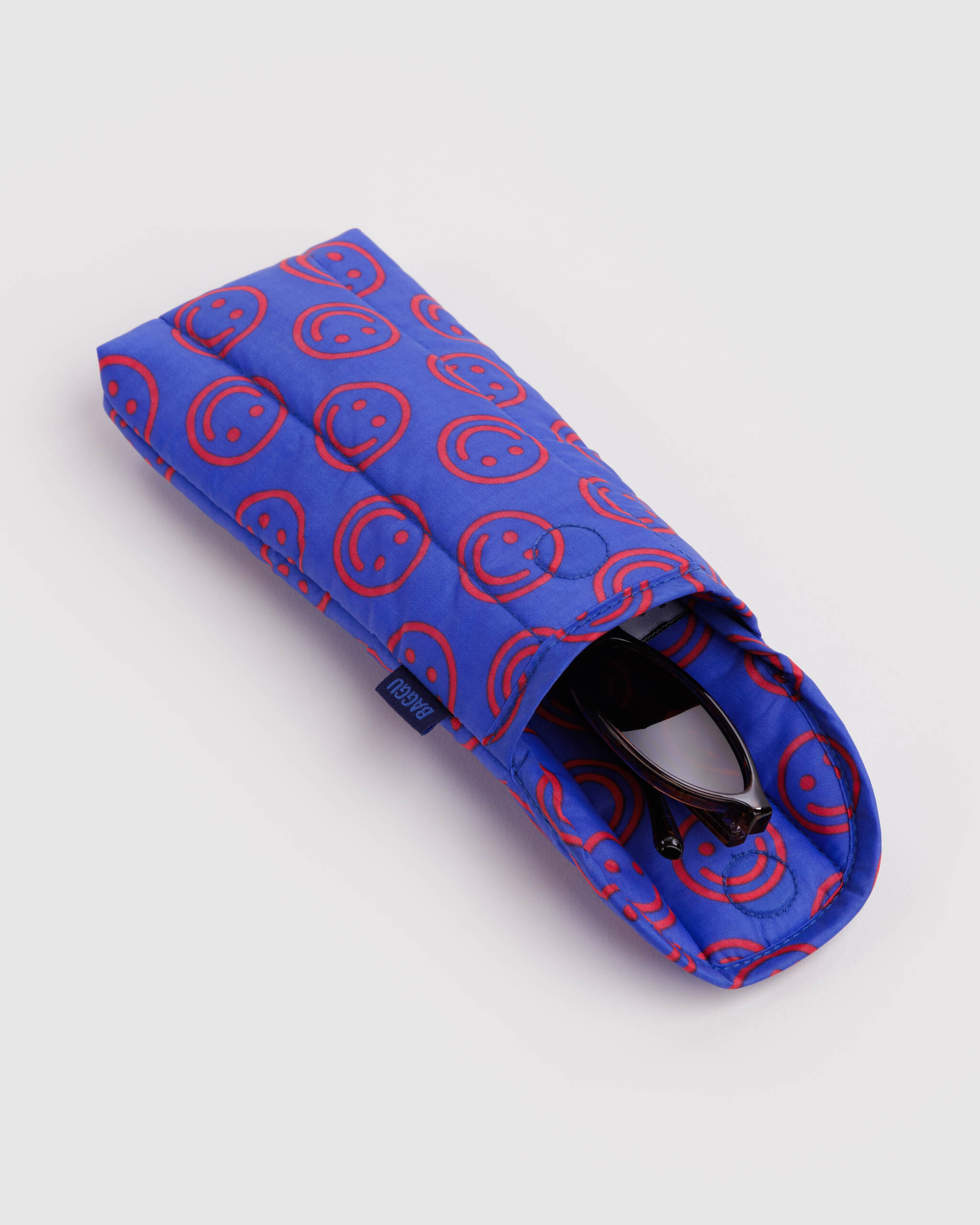 Puffy Glasses Sleeve - Mini Cobalt Happy｜BAGGU