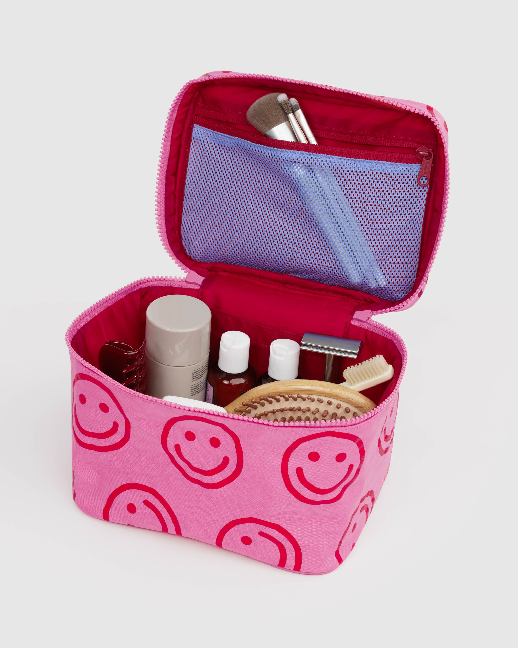 Large Cosmetic Case - Azalea Pink Happy｜BAGGU