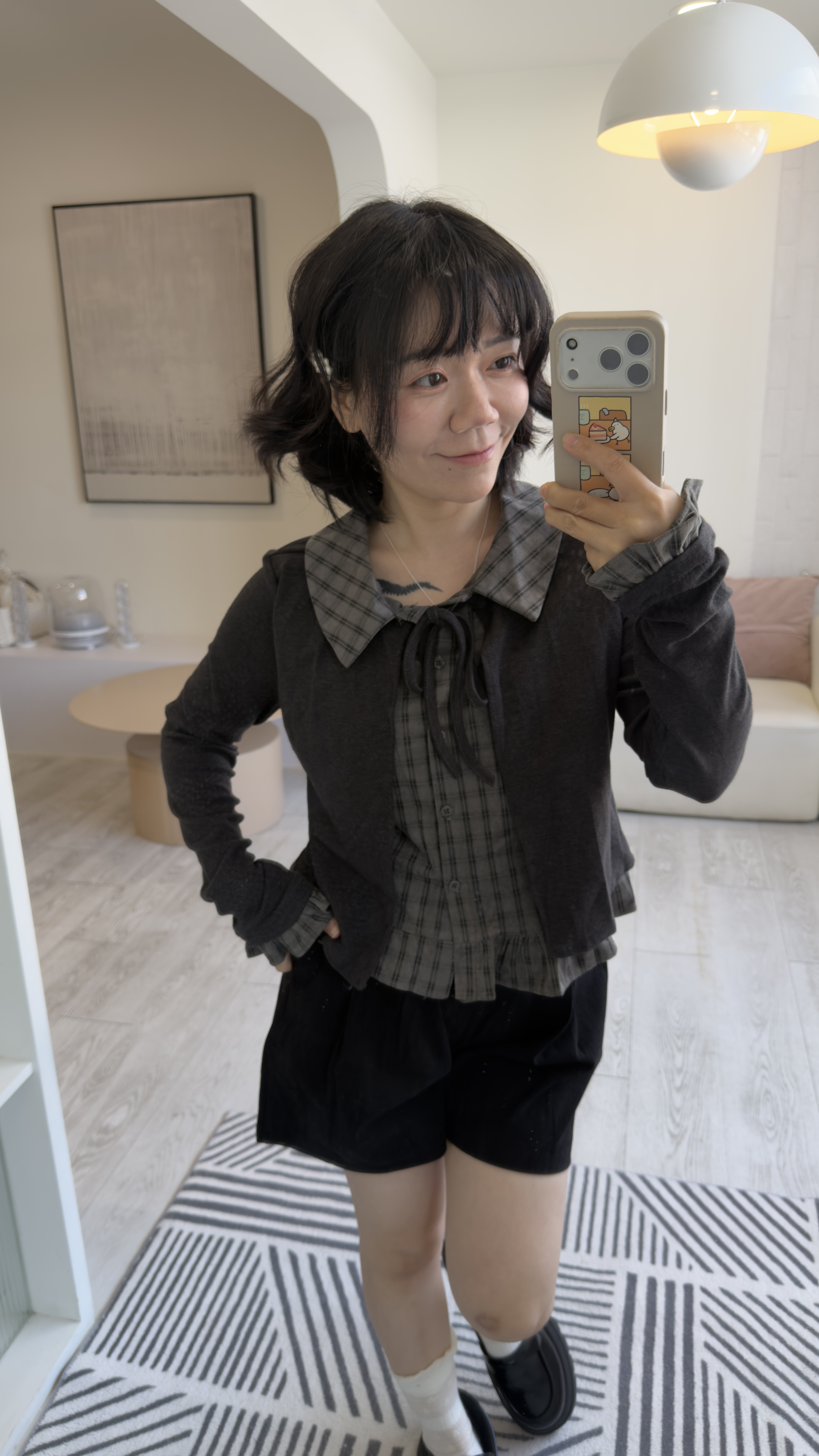 花子最愛款!!格子+外套假兩件