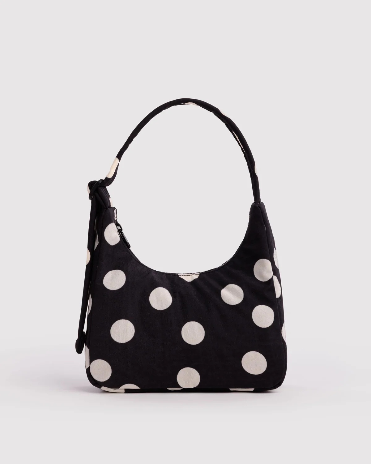 Mini Nylon Shoulder Bag - Black and Cream Polka Dot｜BAGGU