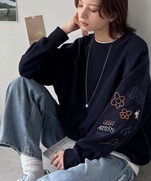 <日本熱銷NO1>日本Classicalelf 手工 刺繡 羊毛 襯裡 寬版 大學T 4色