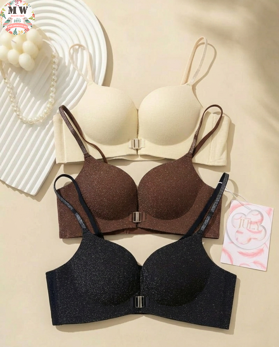 【台灣 JULY BRA】法式前扣無鋼圈細閃無痕內衣|零壓無鋼圈 ‧前扣聚攏(MW Beauty 直播限定優惠) [A05]⁠