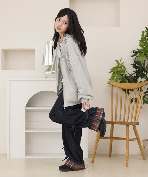 <日系女孩必收✨>日本Kutir 復古格紋蝴蝶結寬褲