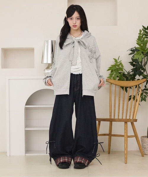 <日系女孩必收✨>日本Kutir 復古格紋蝴蝶結寬褲