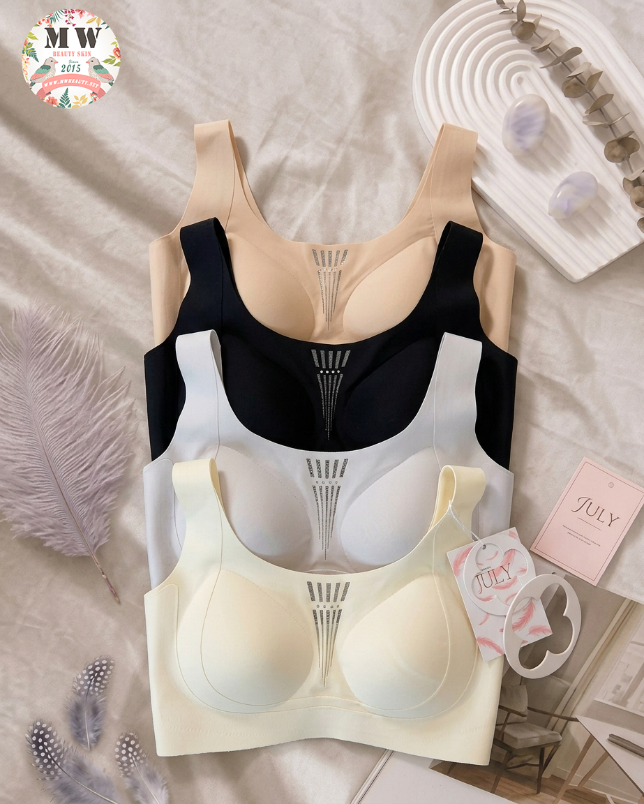 【台灣 JULY BRA】裸感包覆背心式無痕內衣|3.5CM 超寬減壓肩帶(MW Beauty 直播限定優惠) [6808]