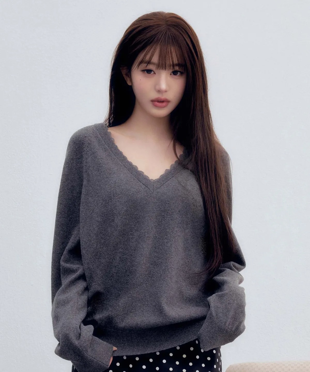 ROLAROLA LACE V NECK KNIT