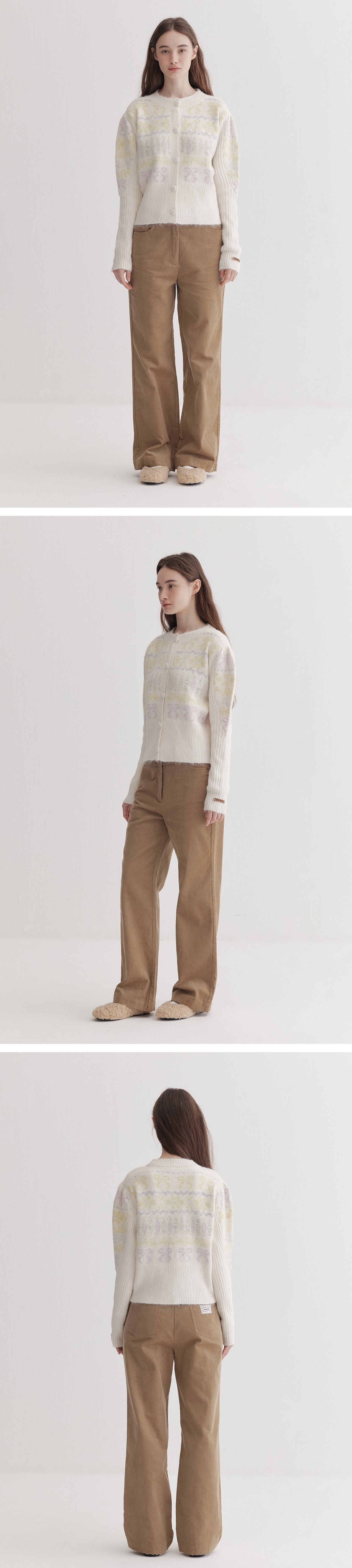 【入LIVECODE一件減至$458😱🔥！】【韓妹大愛品牌！北村旗艦總店封館🇰🇷】【MARIECLAIRE】Snow ribbon Nordic wool cardigan (2 Colors）