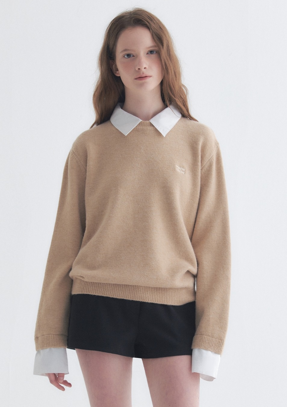【入LIVECODE一件減至$210😱🔥！】【韓妹大愛品牌！北村旗艦總店封館🇰🇷】【MARIECLAIRE】Basic logo shirt layered knit（3 Colors）