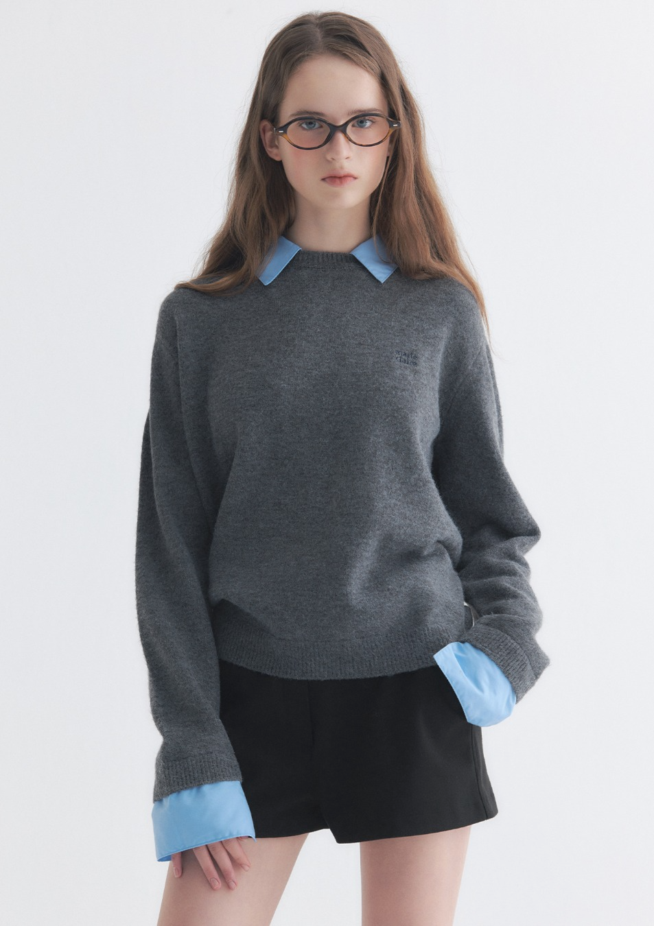 【入LIVECODE一件減至$210😱🔥！】【韓妹大愛品牌！北村旗艦總店封館🇰🇷】【MARIECLAIRE】Basic logo shirt layered knit（3 Colors）