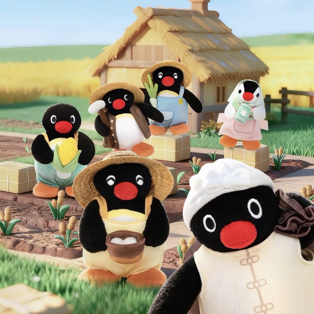 企鵝家族 PINGU PINGA 開心農場 吊飾 盲盒 共六款 務農