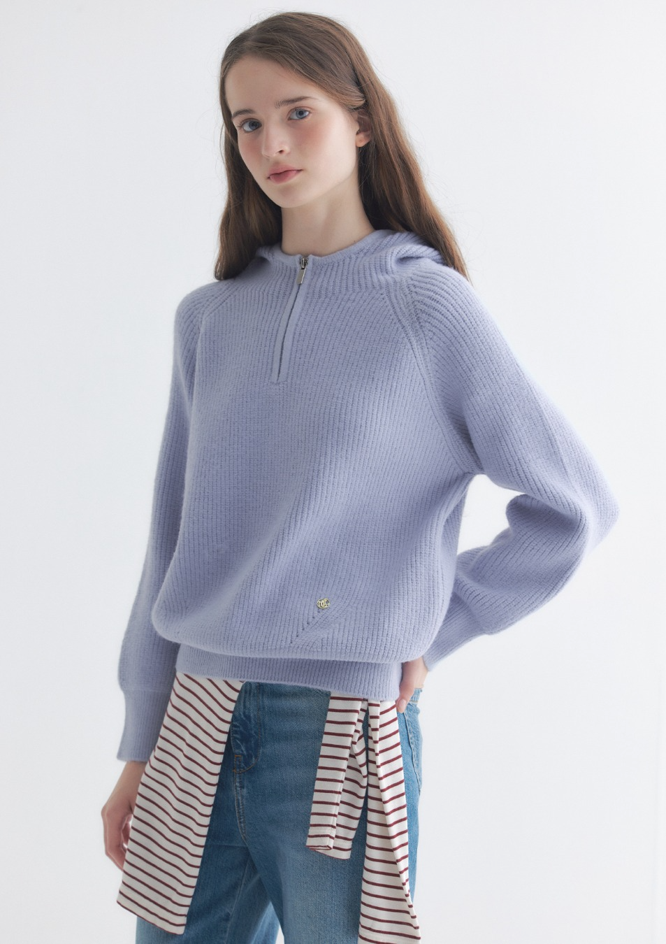 【入LIVECODE一件減至$208😱🔥！】【韓妹大愛品牌！北村旗艦總店封館🇰🇷】【MARIECLAIRE】Nagrang Hooded Half Zip Up Knit（3 Colors）