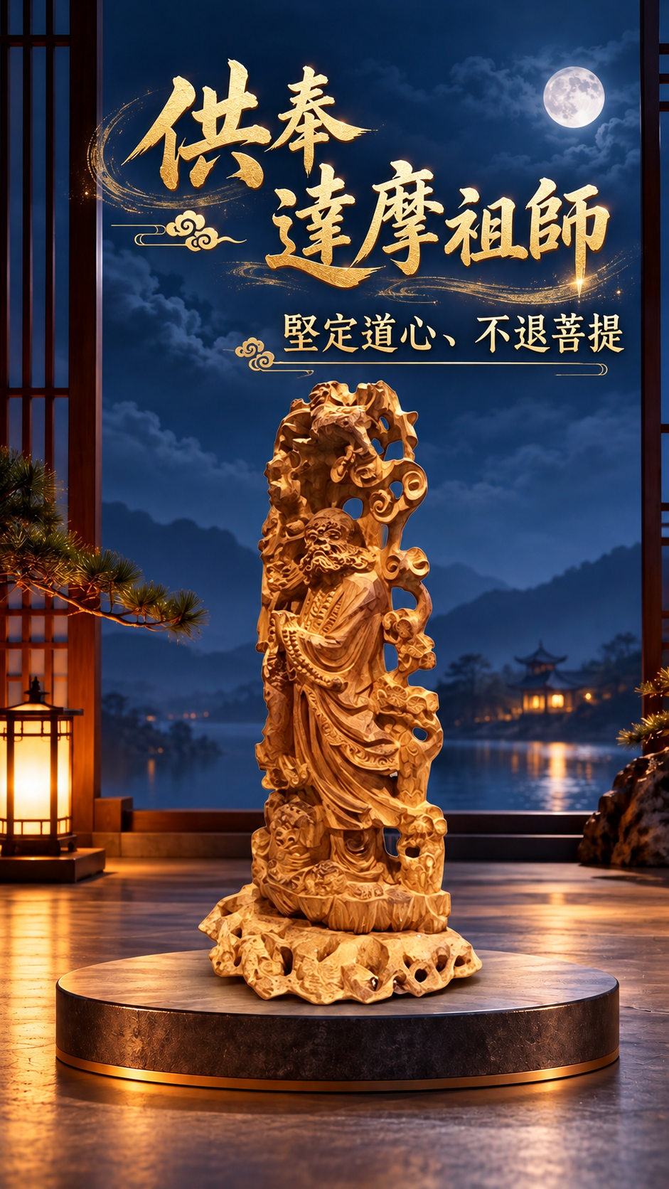 達摩祖師{老山檀香木}精雕21公分【十方】138370