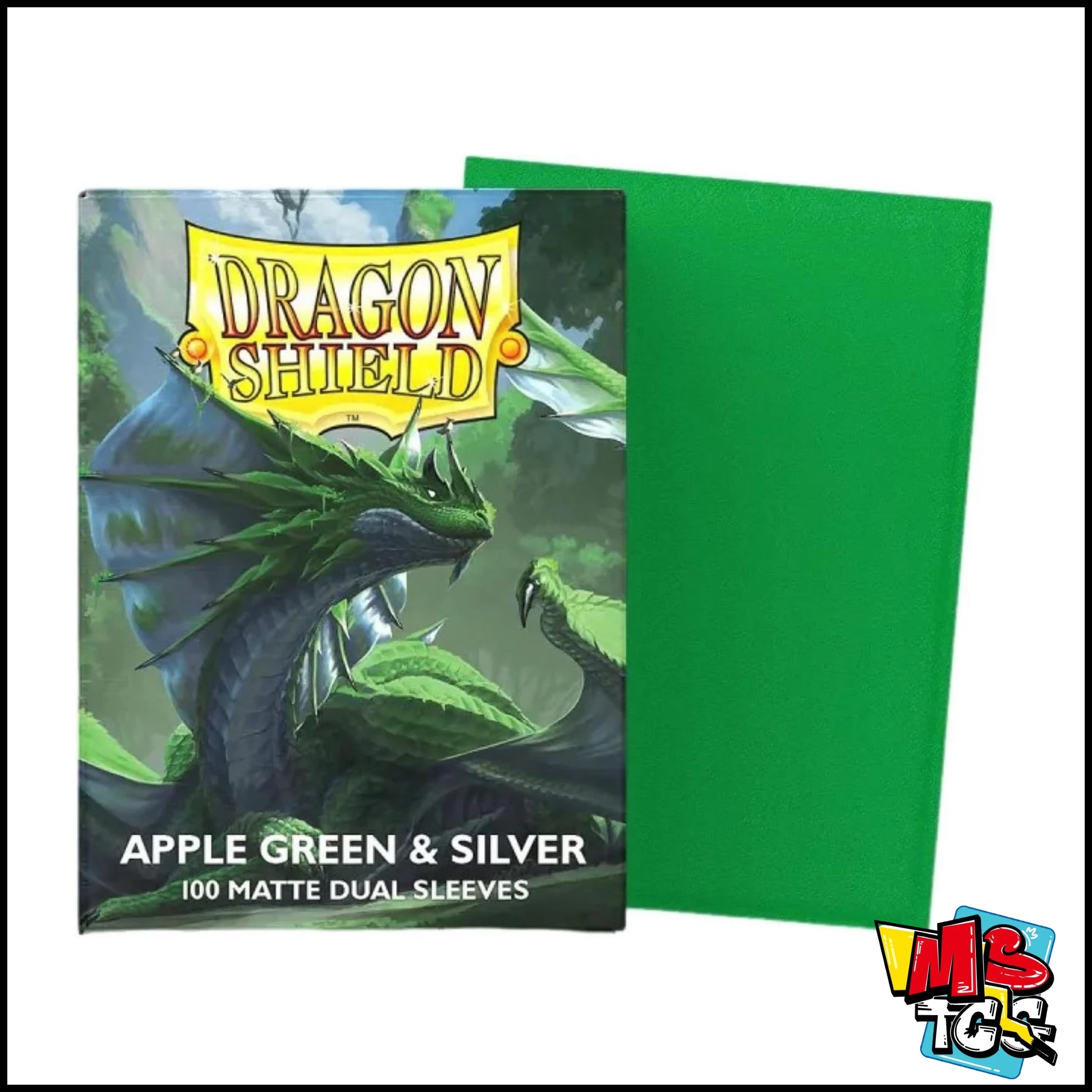 Dragon Shield Standard Size Sleeves (63x88mm) - Apple green & Silver  MATTE DUAL (100)