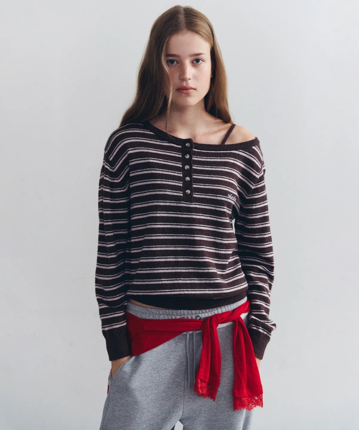 ROLAROLA ONE OFF SHOULDER STRIPE KNIT SET