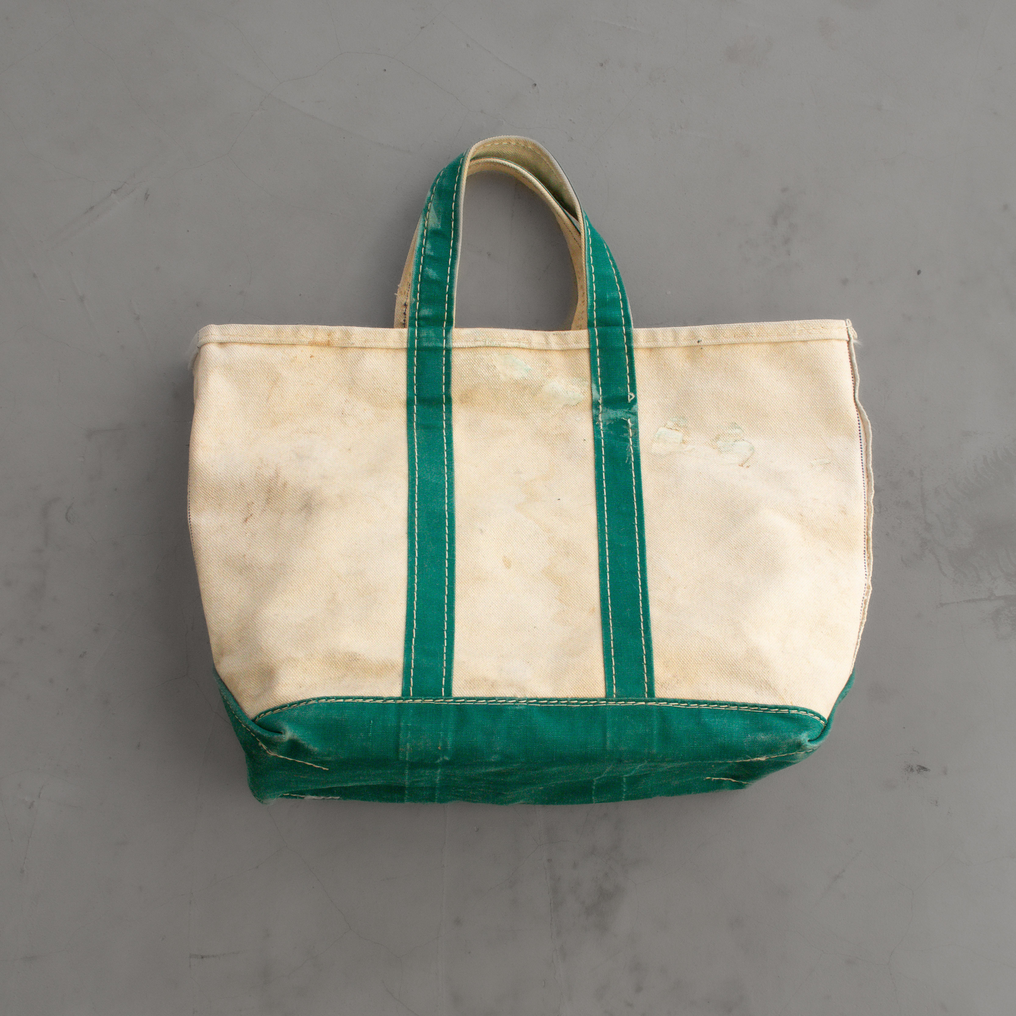 70-80S L.L.BEAN BOAT & TOTE BAG  美國製 綠白 帆布 手提 托特包