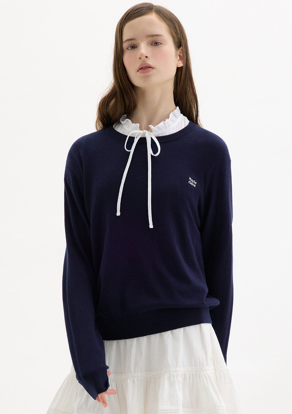 【入LIVECODE一件減至$198😱🔥！】【韓妹大愛品牌！北村旗艦總店封館🇰🇷】【MARIECLAIRE】Basic logo wool round knit (7 Colors)
