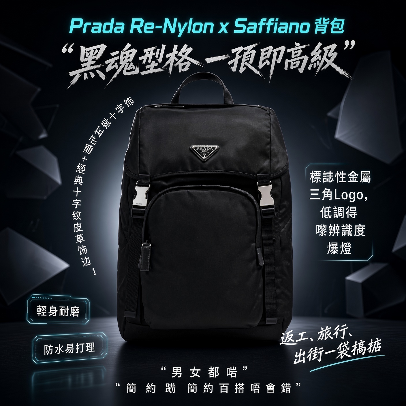 Prada Re-Nylon x Saffiano 背包