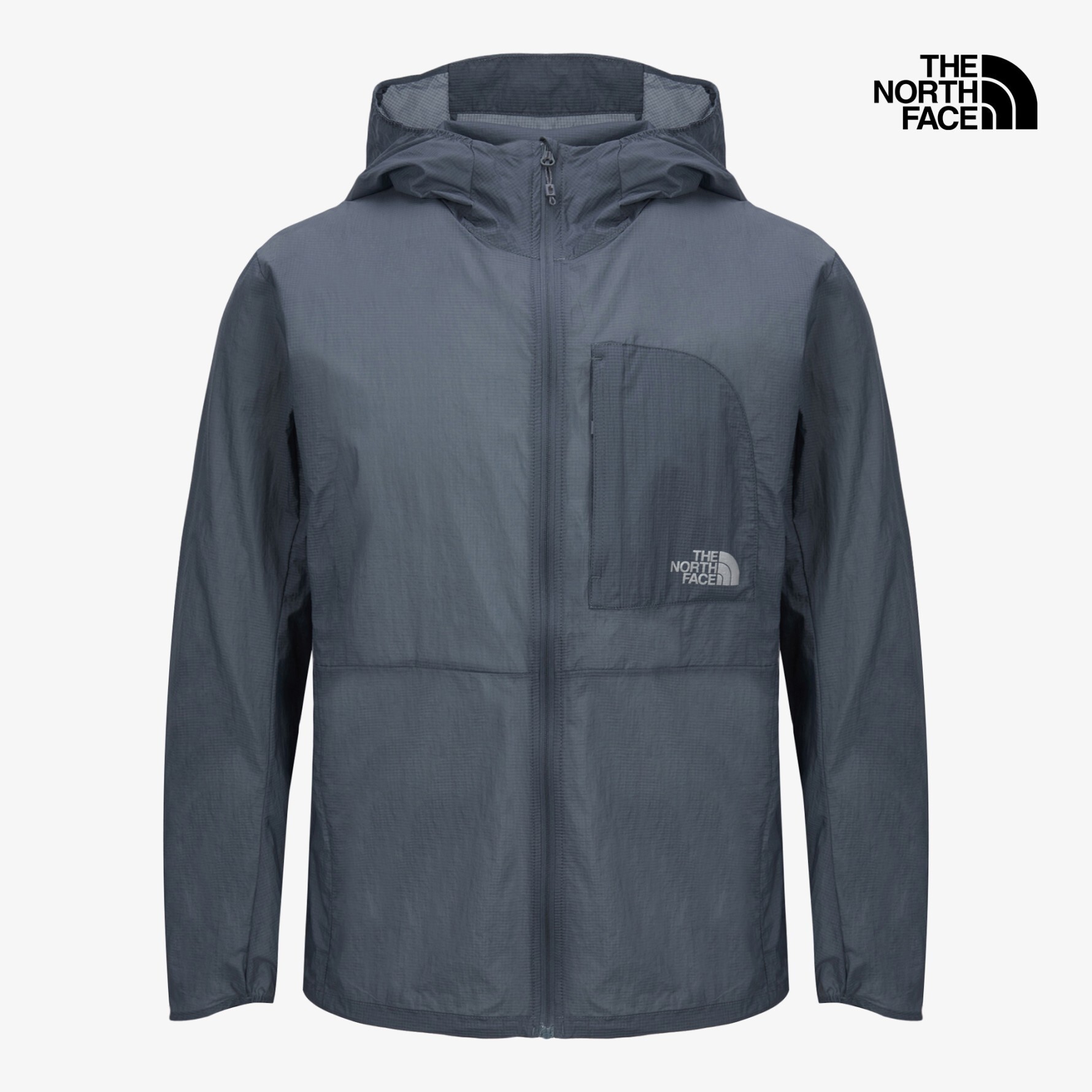 【OWN】The North Face 連帽 夾克 外套 半圓 胸袋 抽繩 戶外 休閒 男生 白色 灰藍