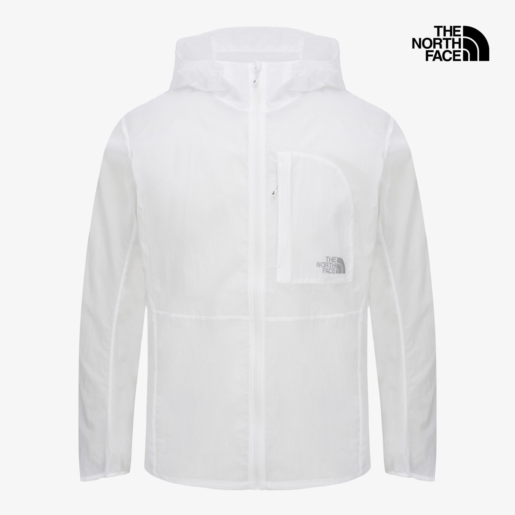 【OWN】The North Face 連帽 夾克 外套 半圓 胸袋 抽繩 戶外 休閒 男生 白色 灰藍