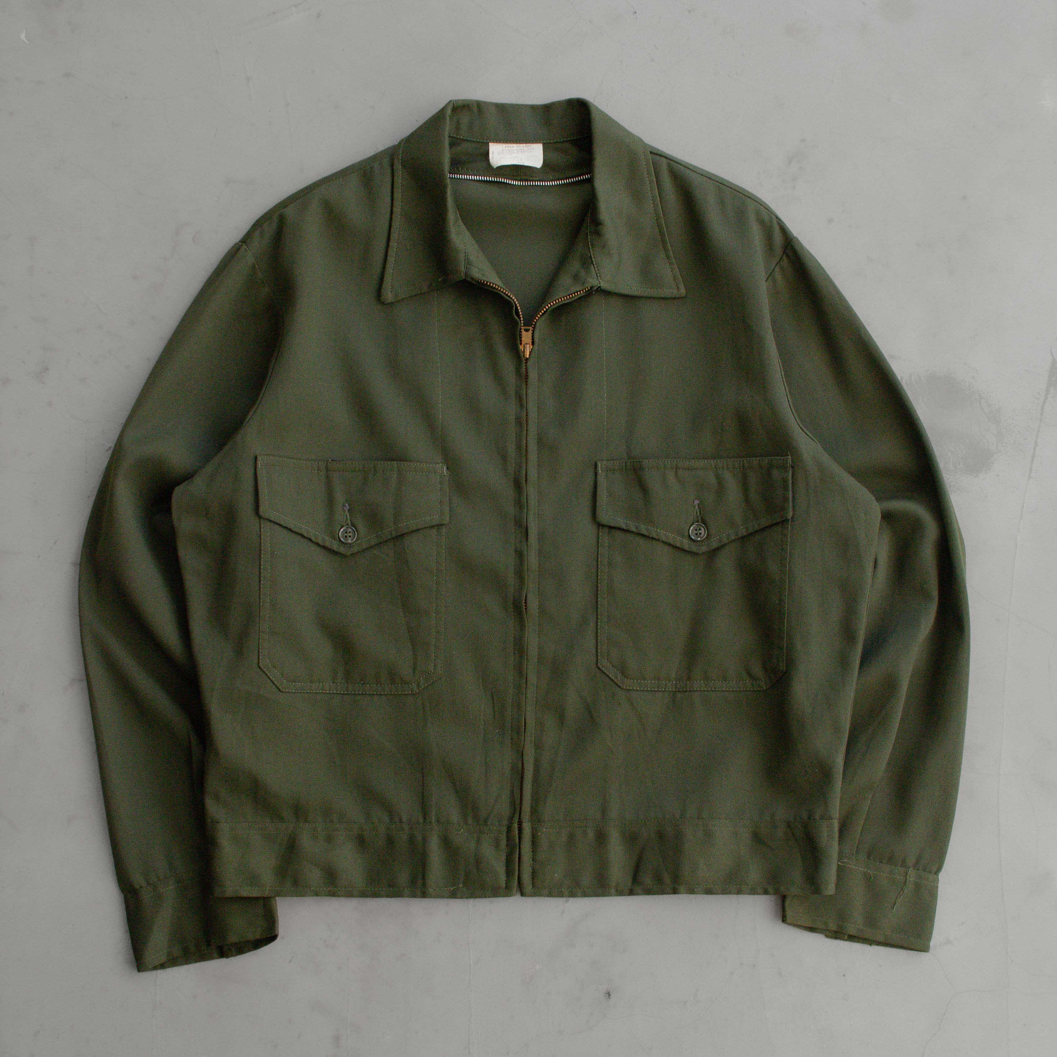 60S MR.2PLY RAYON BLEND WORK JACKET  美國製 墨綠 短版 拉鍊 工作外套