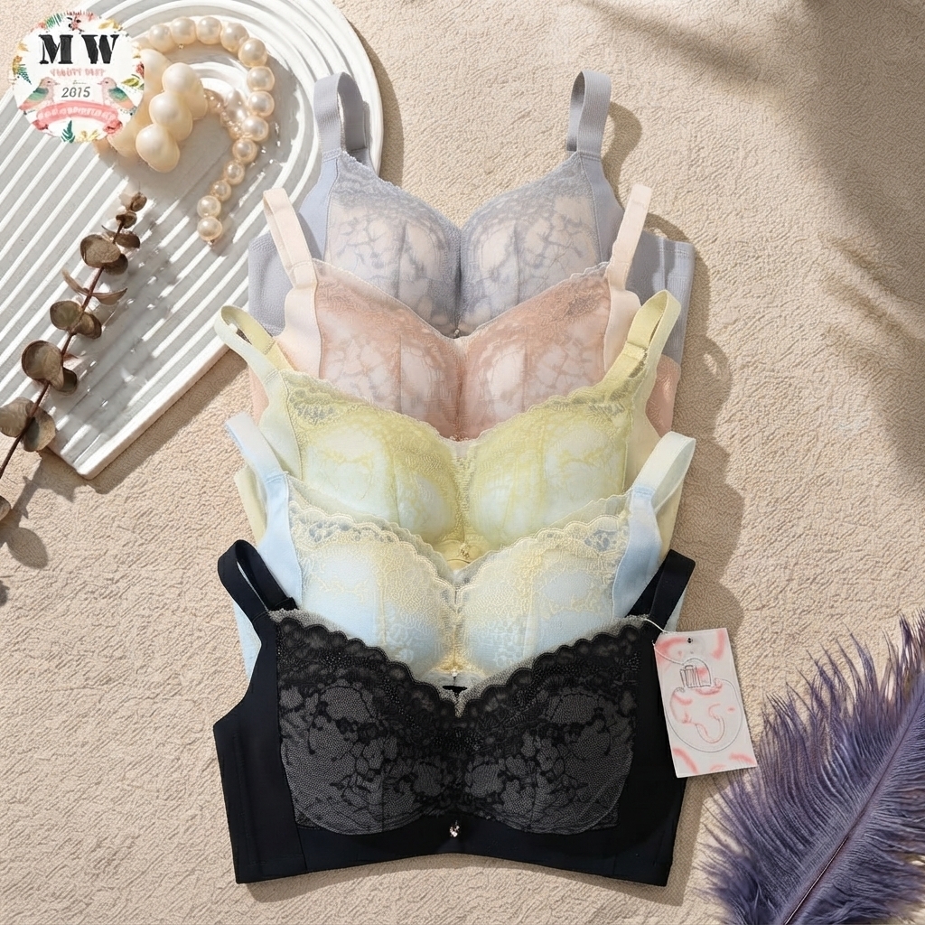 【台灣 JULY BRA】法式蕾絲無鋼圈全包覆調整型內衣|收副乳 ‧ 鑽飾美胸 (MW Beauty 直播限定優惠) [9245]