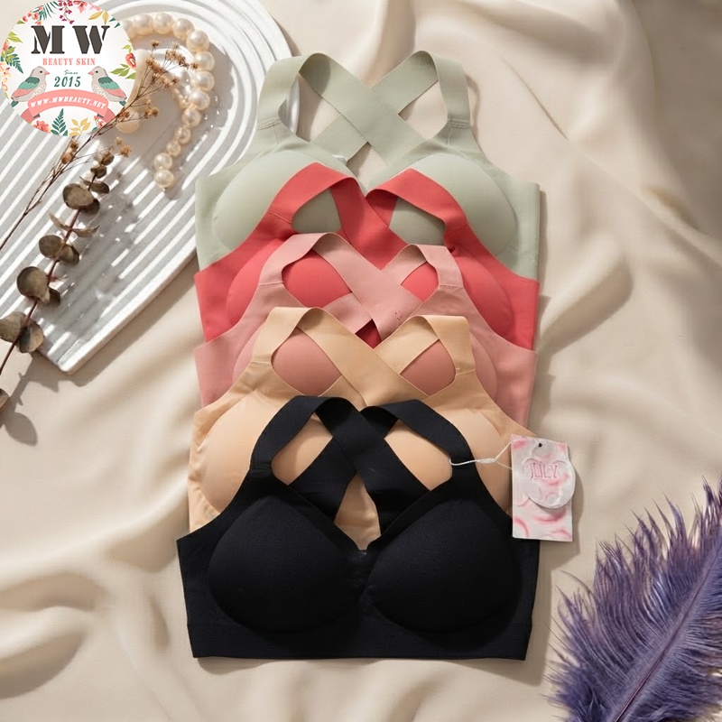 【台灣 JULY BRA】交叉美背無痕無鋼圈內衣|交叉美背 ‧ 4CM 極寬減壓(MW Beauty 直播限定優惠) [K082]