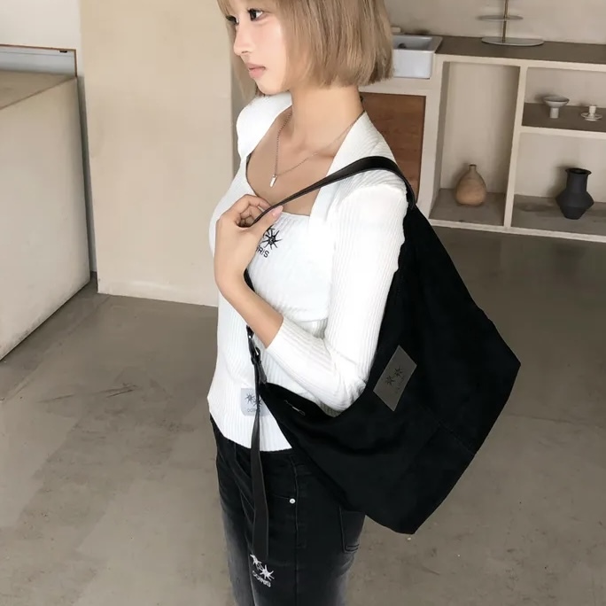 COiRIS 肩背包 絨面 全黑 大容量 韓國代購