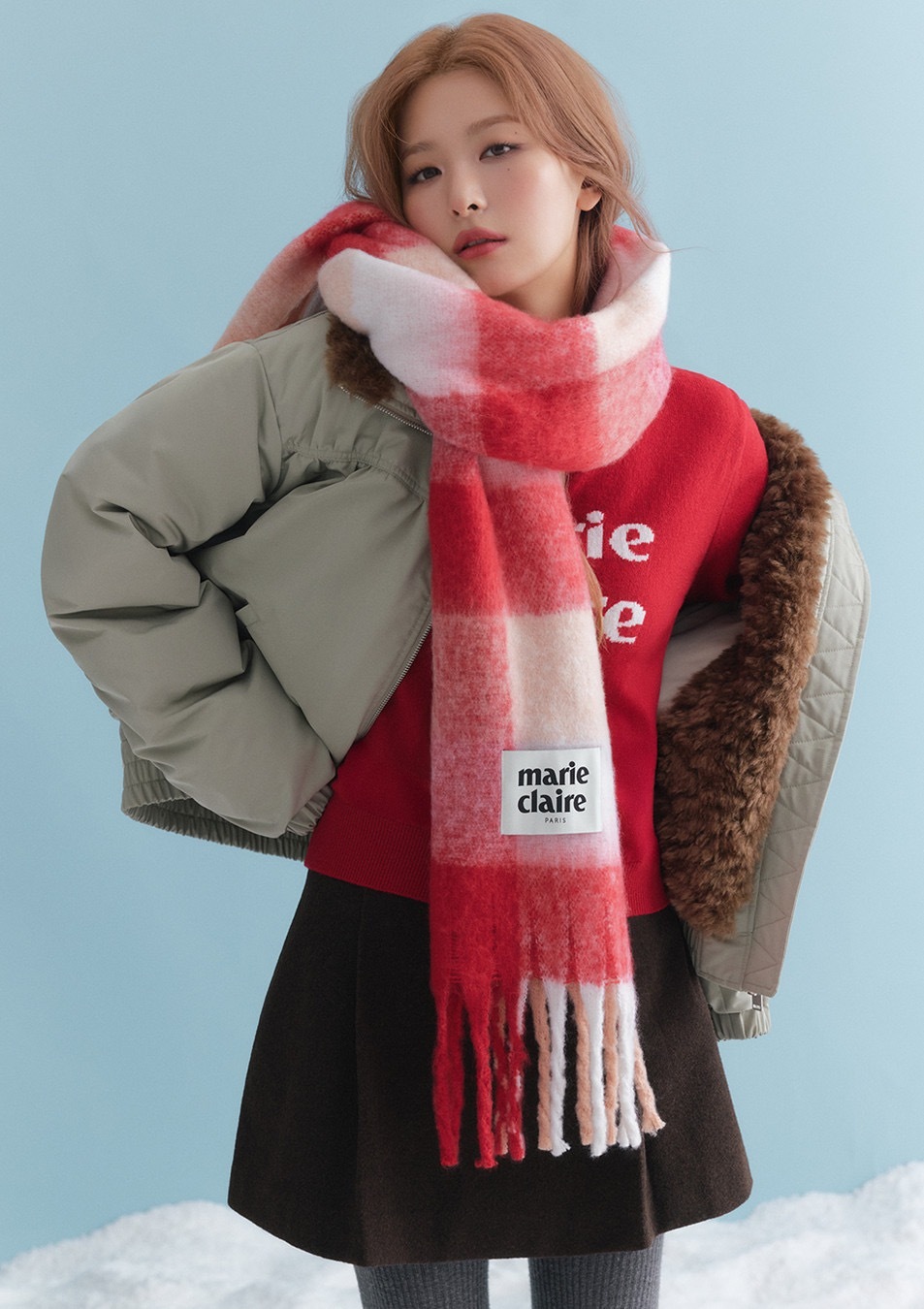 【入LIVECODE一件減至$199😱🔥！】【韓妹大愛品牌！北村旗艦總店封館🇰🇷】【MARIECLAIRE】Cotton candy check muffler (6 Colors)