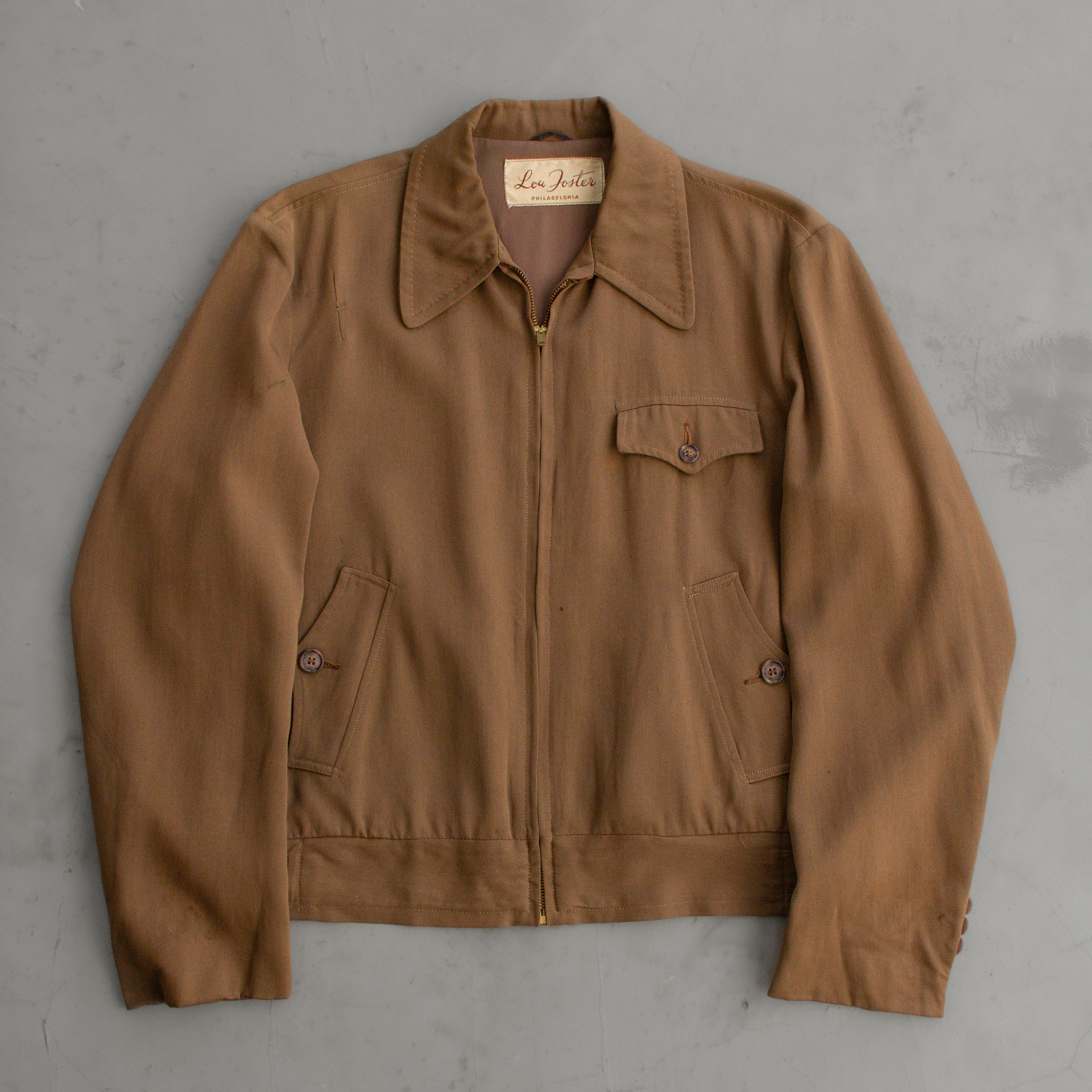 40S VINTAGE RAYON GAB JACKET  美國製 咖啡色 短版 縲縈 外套