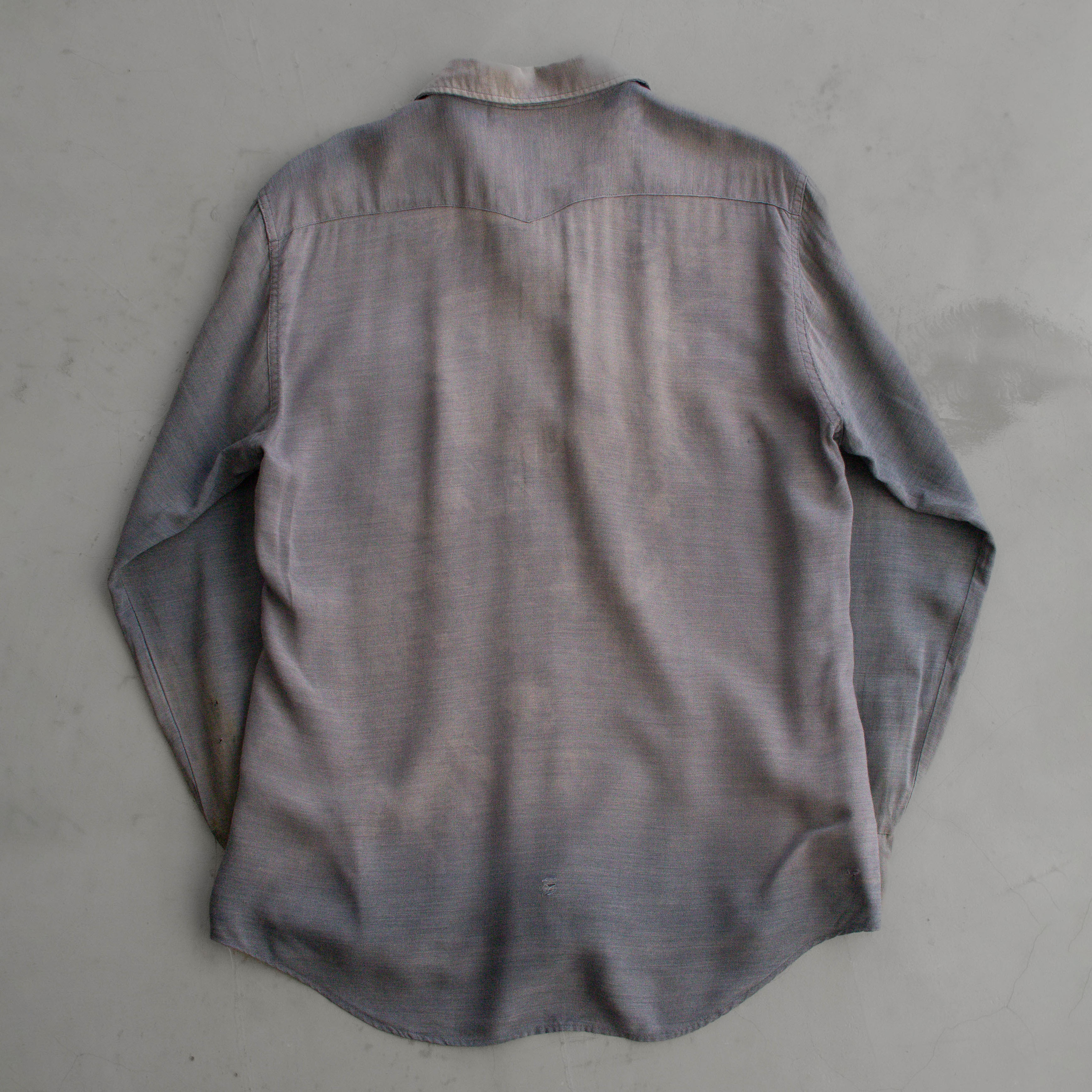 60S VINTAGE RAYON WESTERN SHIRT  美國製 灰色 嫘縈 長袖 西部 襯衫