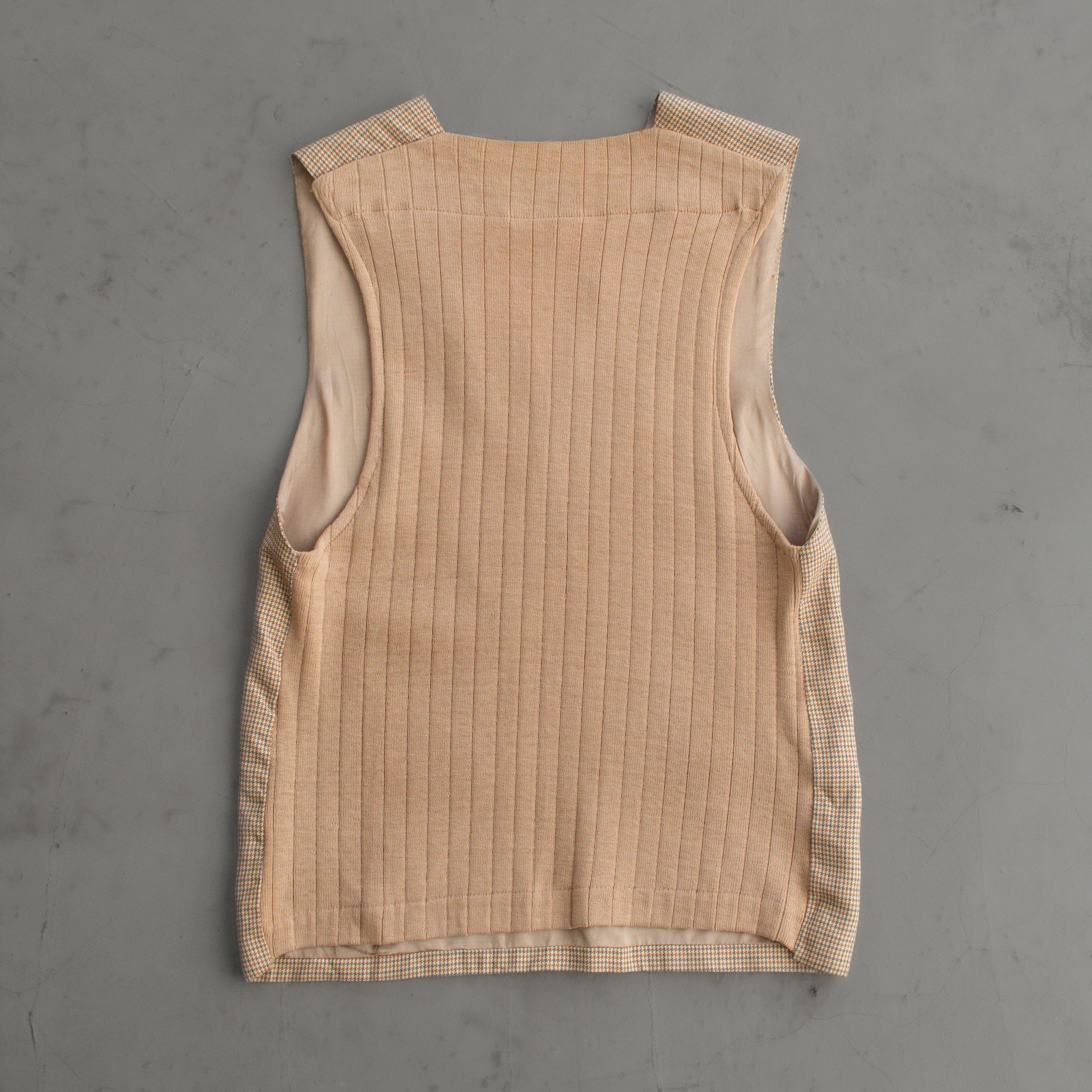 50S CAMPUS RAYON VEST  美國製 卡其 千鳥格 針織 嫘縈 V領 套頭 背心